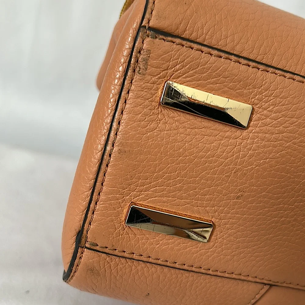 Rebecca Minkoff Peach Tan Pebbled Leather Satchel Bag Purse 🌺🌺 - Picture 13 of 15